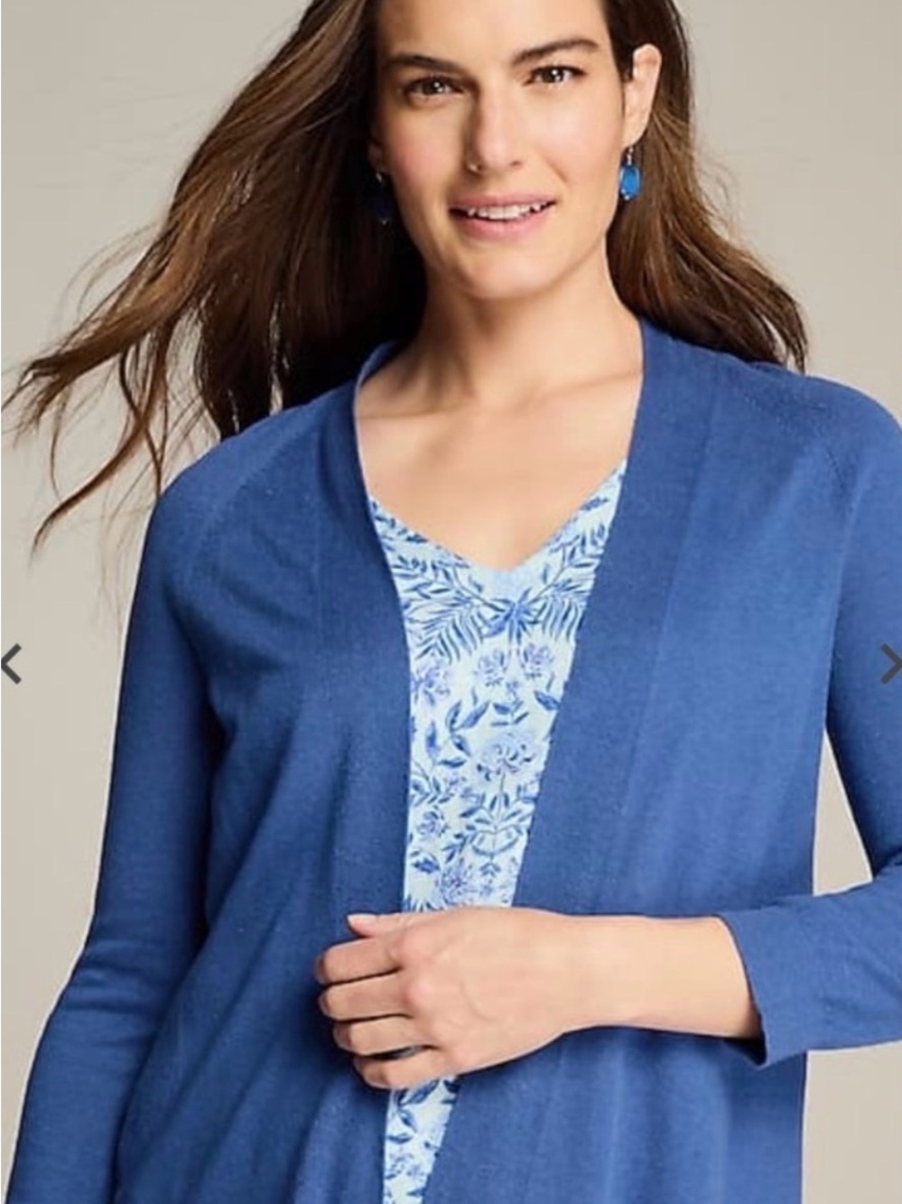 * J. Jill Open-Front Amalfi Coast Blue Open Cardigan SZ Small *